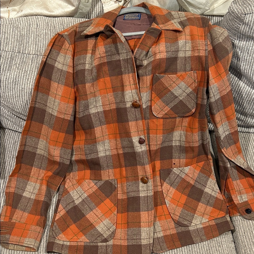 Pendleton Orange and Brown Plaid Jacket
